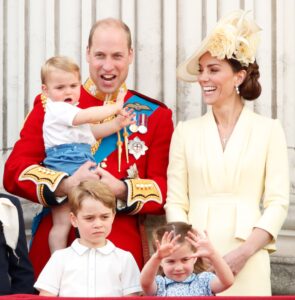 Prince William with His Wife Kate Middleton and their children.