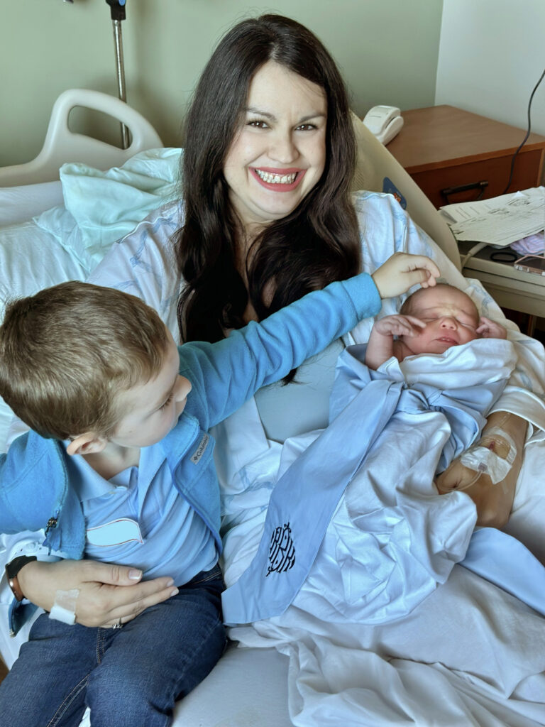 Damaris With Her New Born Baby Roman and older son Atticus.